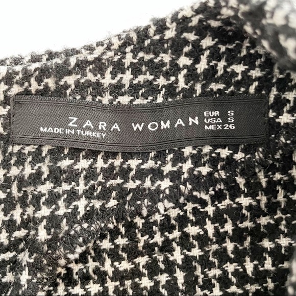 Zara Woman Black and White Mini Houndstooth Pullover Long Sleeve Shirt - Picture 3 of 5